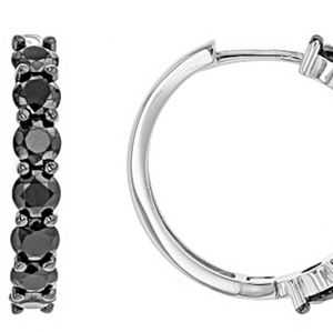 JTV Black Spinel Rhodium Over Sterling Silver